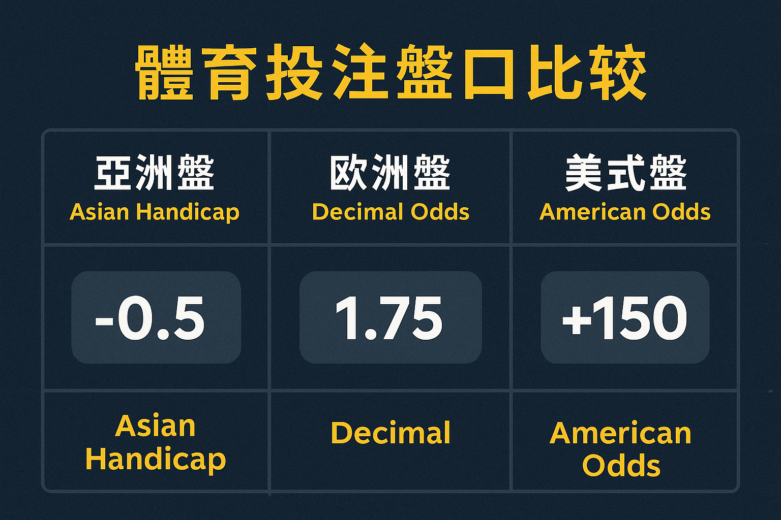 usdt體育投注盤口比較表(亞洲盤、歐洲盤、美式盤)